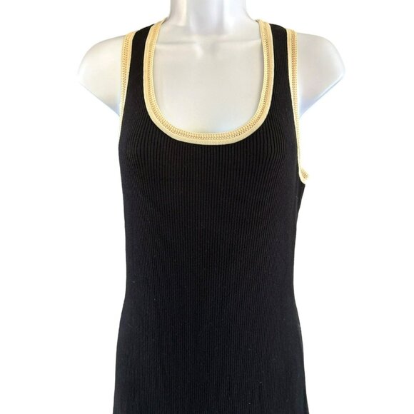 House of Harlow 1960 Women's Black Ribbed Knit Crocheted Collar Tank Dress Small - Picture 3 of 7